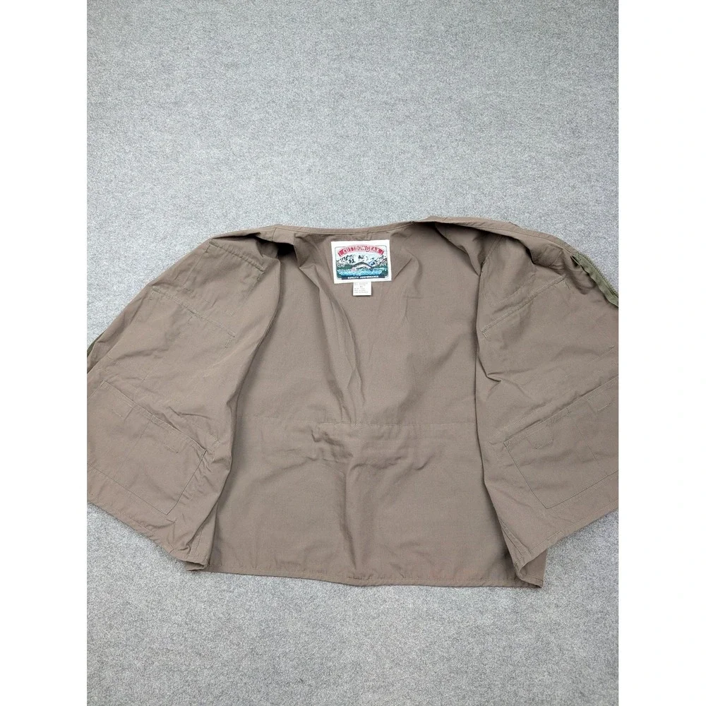 CUTTBOW GEAR Vest Mens XL Brown Fishing Hunting Full Zip Multi Pocket Utility